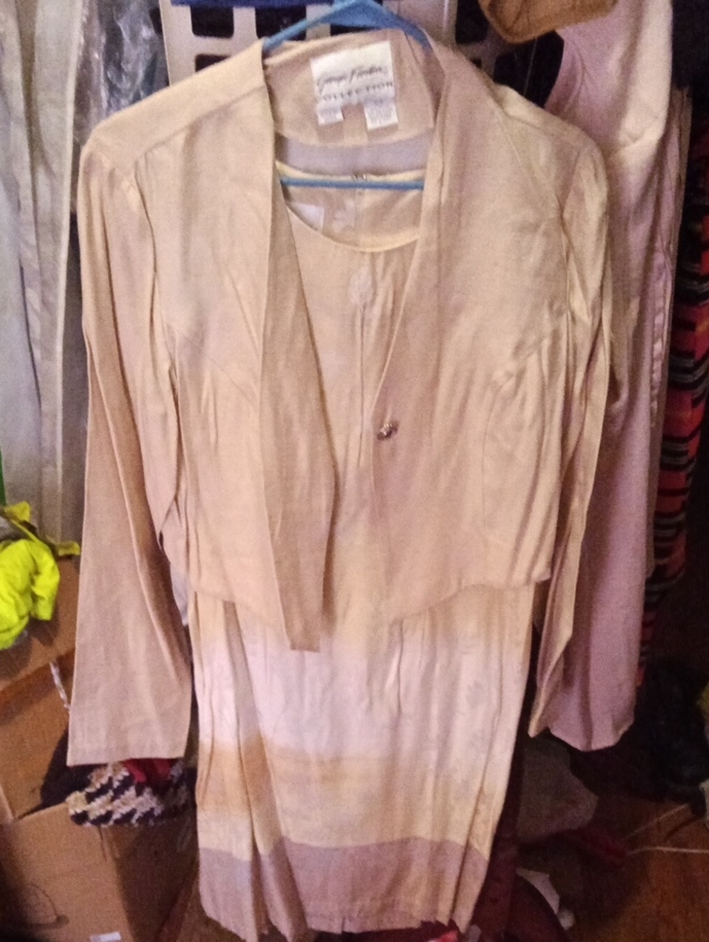 Giorgio Fiorelli Cream-Beige Two-Piece Midi Dress with Jacket
